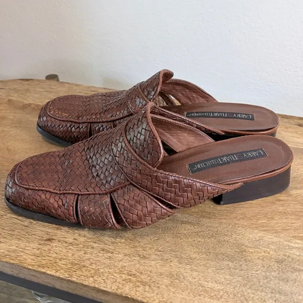 Larry Stuart Brown Woven Leather Huarache Mule Slides 9.5 M Handcrafted Brazil - Image 5