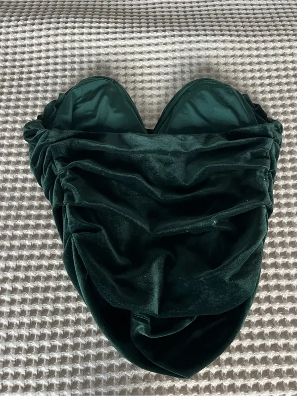 Dark Green Velvet Bandeau Top - Women Accessories - Image 2