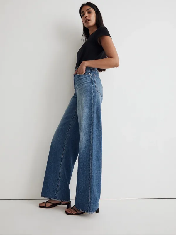Madewell Superwide Leg Jeans High Rise Blue Denim Size 28 - Image 3