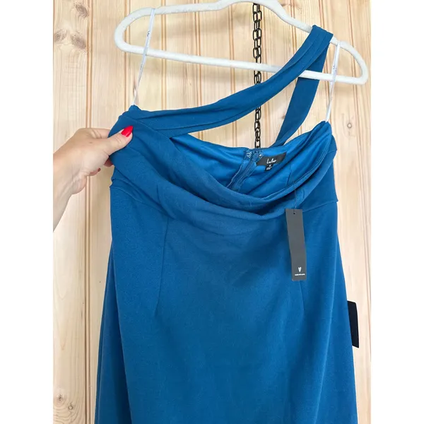 NWT Lulus Hold Your Attention Teal Blue One-Shoulder Sleeveless Midi Dress Sz XL - Image 6