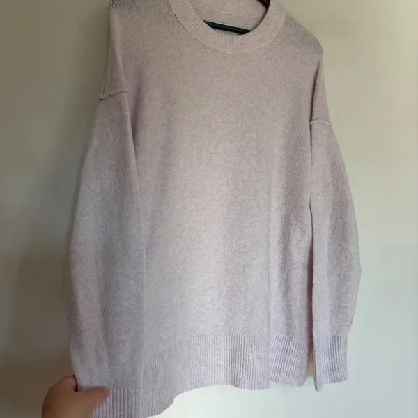 Aerie Womens Oversized Crew Neck‎ Sweater Light Purple Marled Knit Size S - Image 2
