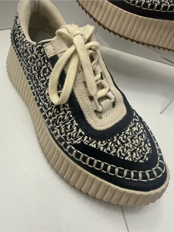 Dolce Vita Dolen Platform Sneakers in Black and White Woven Fabric size 9 - Image 12