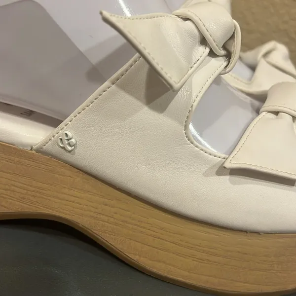Sam & Libby Indie White Platform Sandals Chunky 90s Y2K Wood Wedge 6 - Image 4