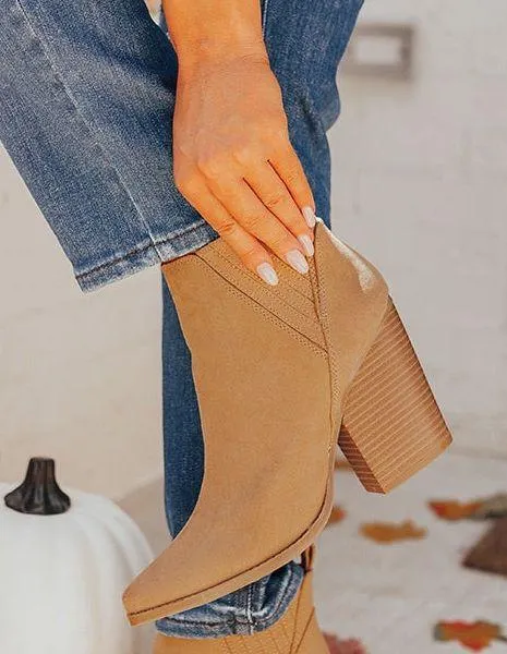 NWT Impressions Boutique The Celine Faux Suede Bootie In Tan - Image 3