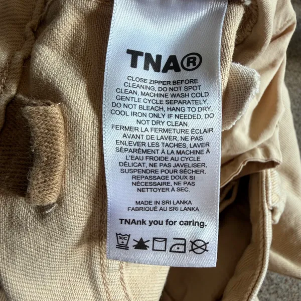 Aritzia TNA Carpenter Jeans Women's 6 Tan Utility Skater Straight Leg Relaxed - Image 10