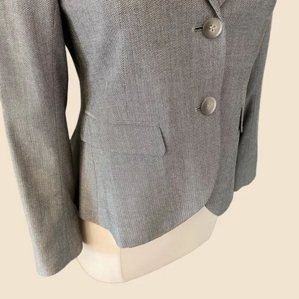 Theory Wool Fitted Blazer In Grey - Image 5
