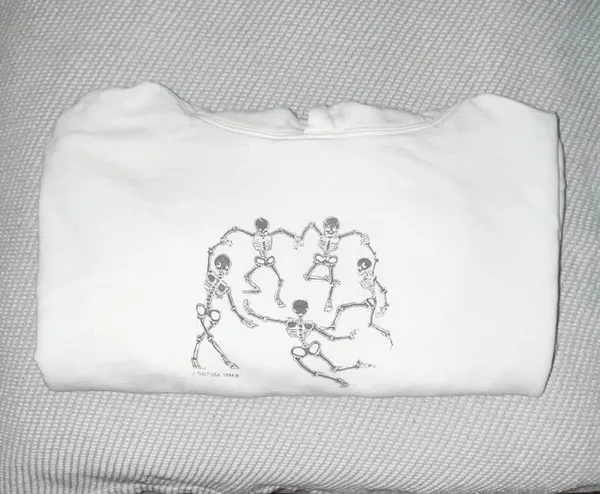 Brandy Melville Cropped Dancing Skeleton Sweatshirt - Image 2