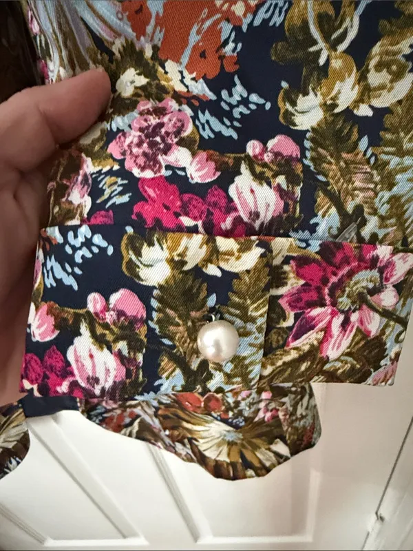 Zara Floral Longline Blazer in Pink, Green, Gold & Navy medium - Image 4