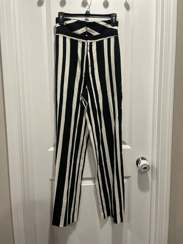 Alice and Olivia Umbrella Stripe Linen Wide Leg Pants Size 2 - Image 5
