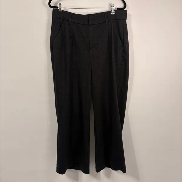 Democracy Dark Gray Plaid Wide Leg Dress Pants Sz 14W - Image 2