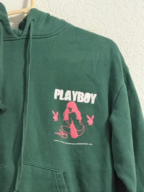 Playboy green and pink pin up hoodie sweatshirt size Small Hefner - Image 3