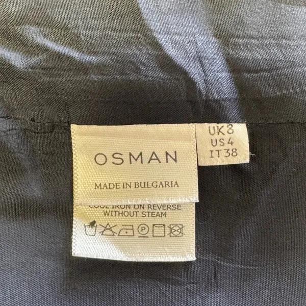 Osman London‎ Sleeveless Wrap Gathered Mini Dress Asymmetric Hemline Navy Size 4 - Image 9