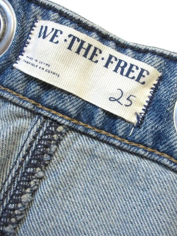 NWT We The Free People Moxie in Timeless Blue Distressed Barrel Jeans 25 - Image 7