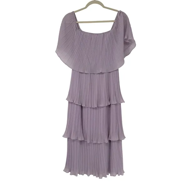 Lulus Gala Ready Lavender Off-the-Shoulder‎ Ruffle Midi Dress Size M - Image 2