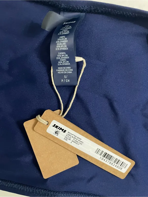 SKIMS NWT Sculpting Swim Long Sleeve Shurg Midnight Blue Size S - Image 3