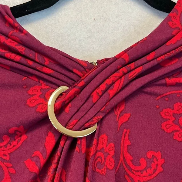 NWT‎ LIZ CLAIBORNE Women’s Career Blouse 3X Magenta Scroll Long Sleeve Stretch - Image 6