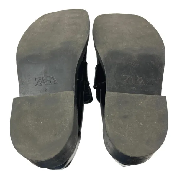 Zara Black Patent Leather Square Toe Chunky Platform Loafer Shoes Sz EU 39 US 8 - Image 4