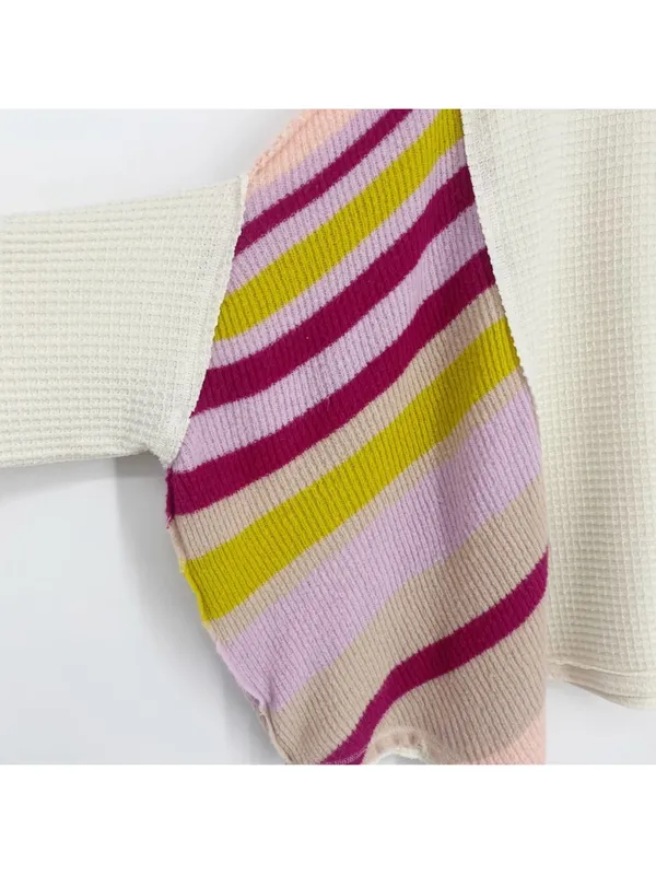 Free People Susie Swit Oversized Pullover Sweater M Mockneck Colorful Striped - Image 12