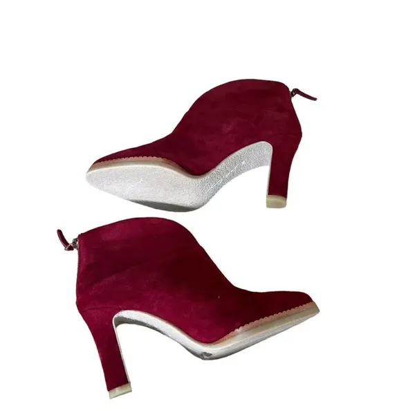 Lola Cruz Herne V Cut Zip Ankle Boot Red Suede 6.5 - Image 6