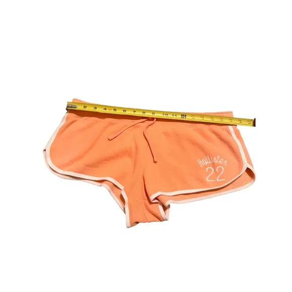 Y2K‎ Hollister Micro Mini Shorts Pastel Peach Retro Track Stripe Lounge Size L - Image 7