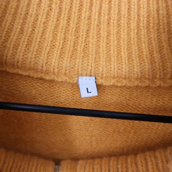 Track Jacket Womens Large Yellow Knit Ribbed Full Zip Mock Neck Raglan Sleeve - Image 5