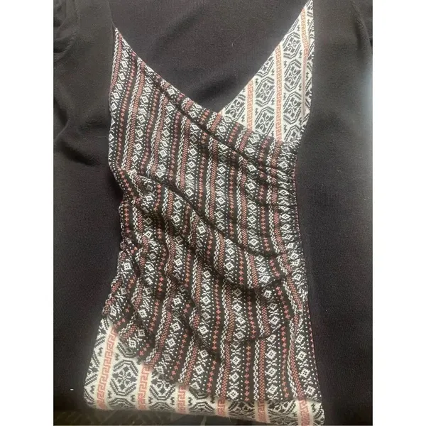 Anthropologie sweater by Free People deep v-neck with puff sleeve Medium - Image 3