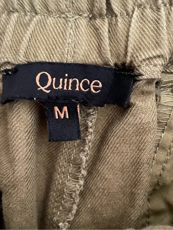 Quince Organic Cotton Linen Twill Straight Leg Pant Army Green Crop Medium - Image 6