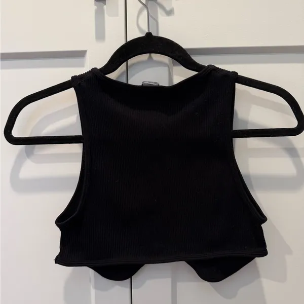 Zara Black Ribbed Tank Top - Image 2