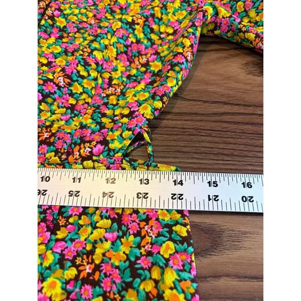 AFRM Yellow Floral Puff Sleeve Open Back Lattice‎ Detail Maxi Dress S - Image 9