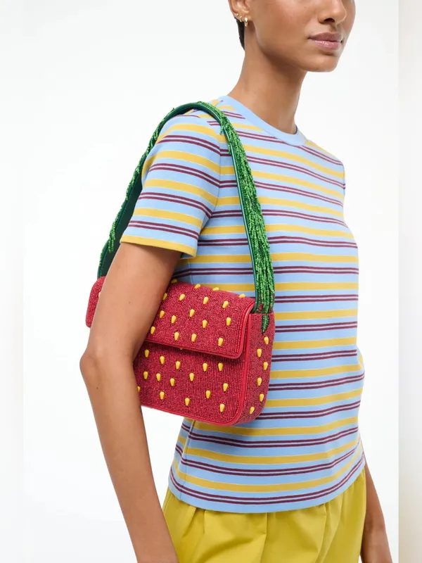 Staud Tommy Beaded Bag Strawberry Dream - Image 2