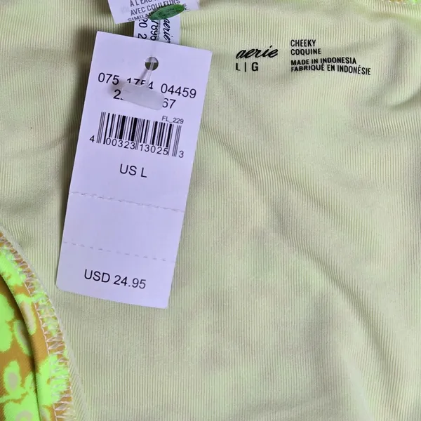 Aerie String Cheeky Swim Bottoms Neon Floral Print Tie Side‎ Bikini Size L - Image 5