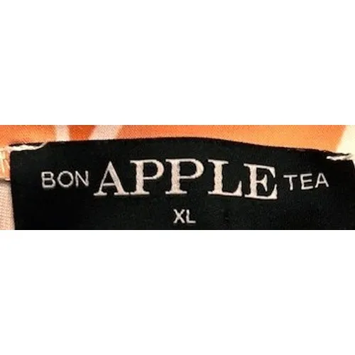 Bon Apple Tea Womens XL Orange White Leaf Print Tunic Blouse Tropical‎ Resort - Image 4