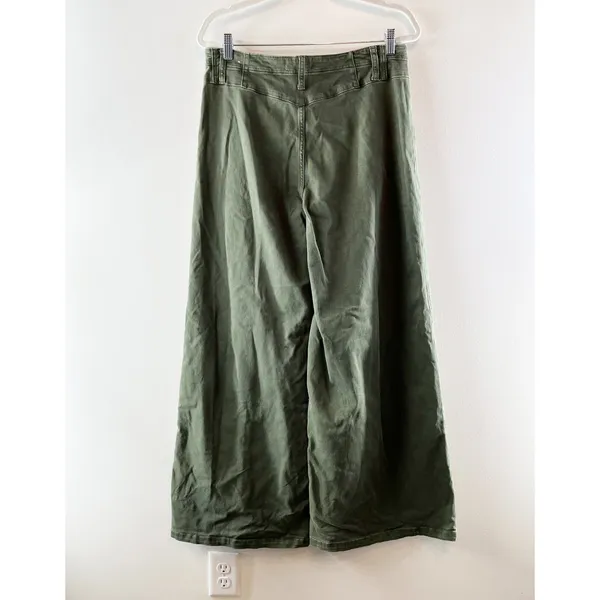 Free People Libre Cotton Blend High Waisted Wide-Leg Jeans Thyme Green 32 / 14 - Image 6