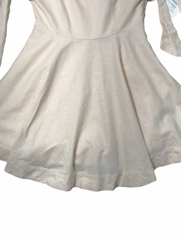 Mable Tan Beige Linen Blend A-line Mini Dress Womans S - Image 4