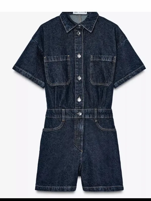 Zara Dark Blue Denim Romper - Image 6
