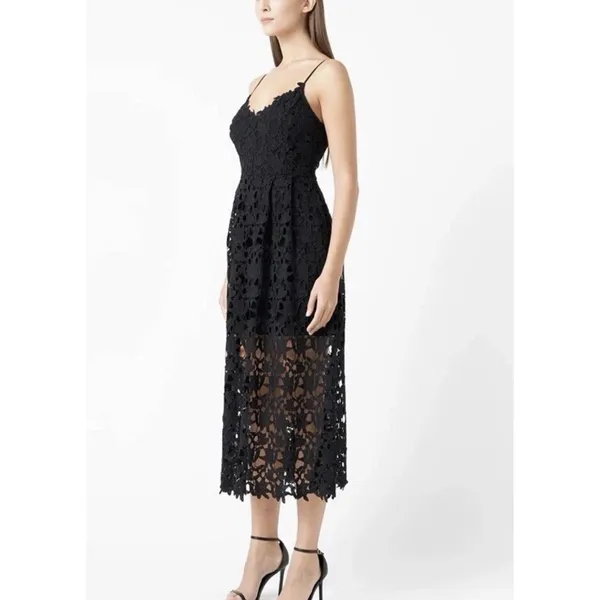 ASTR The Label Black Lace Midi Dress Spaghetti Strap Size M - Image 2