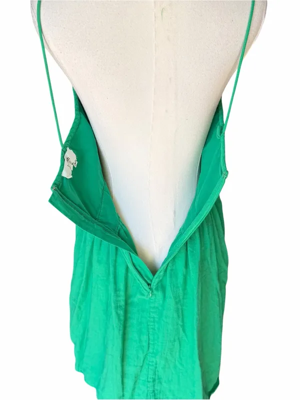 ba&sh - Kika Green Embroidered Strappy Mini Dress Boho Sz M - Image 7