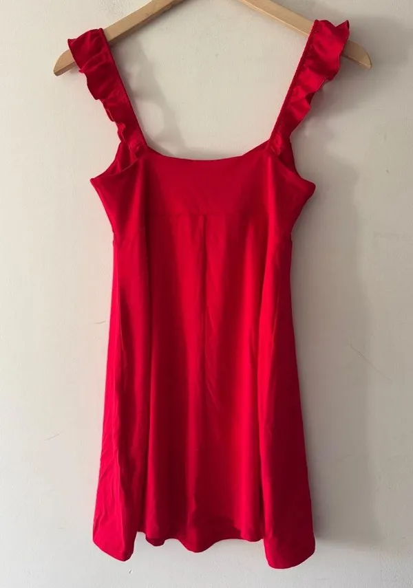 Forever 21 Red Ruffle Sleeve Flowy Mini Dress - Image 4
