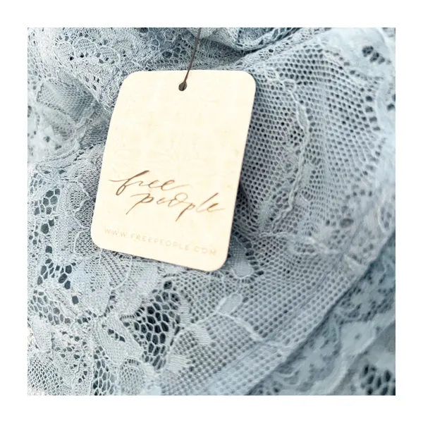 Free People Mini Dress XL Lala Lace V-Neck Flutter Sleeve Coquette Baby Denim - Image 10
