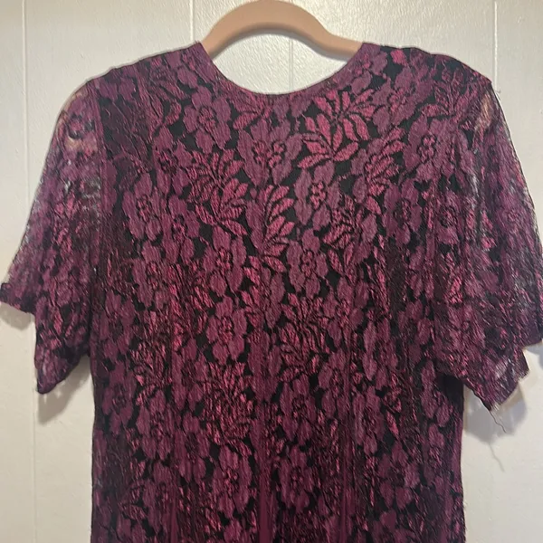 GORGEOUS vintage Purple plum lace‎ dress size m whimsigoth - Image 5