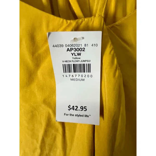 Daytrip BKE Flowy Wide Leg Cropped Jumpsuit‎ Yellow Boho Resortwear Medium New - Image 7