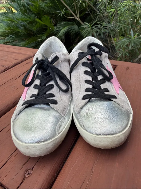 Golden Goose Superstar Silver Pink Star Sneakers Size 6.5 $575 - Image 4
