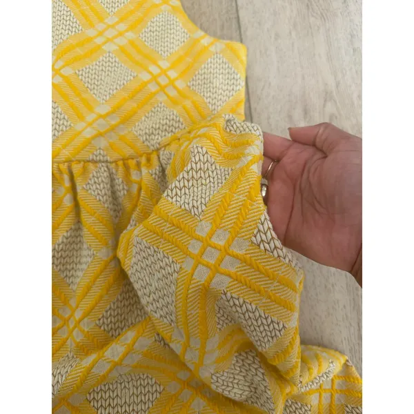 dRA Los Angeles Yellow White Chevron Lattice Midi Dress Pockets Womens M‎ - Image 5