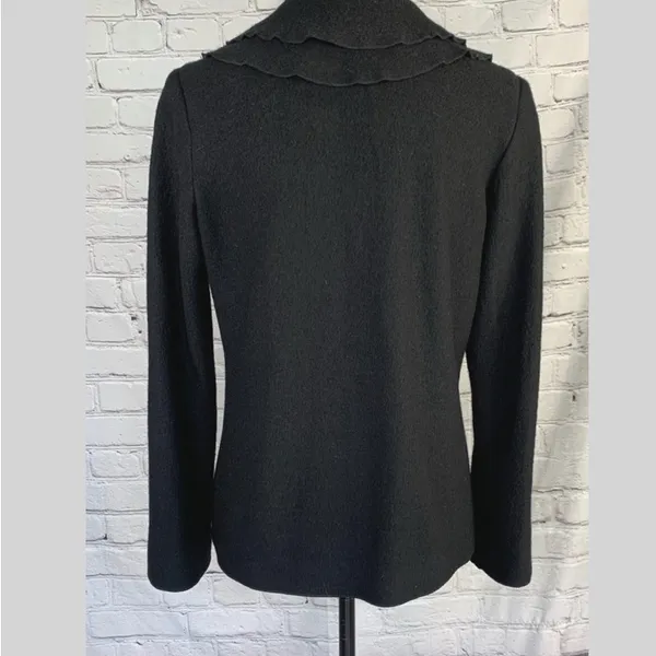 Pendleton Black Wool Jacket Women’s Button Front Ruffle Collar Classic Size Med - Image 10