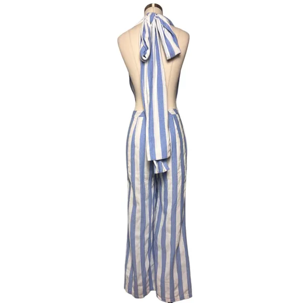 Superdown Kia Striped Jumpsuit in Blue & White - Image 6
