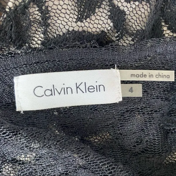 Calvin Klein Black Sheer Lace Cocktail Occassion Dress 4 - Image 6