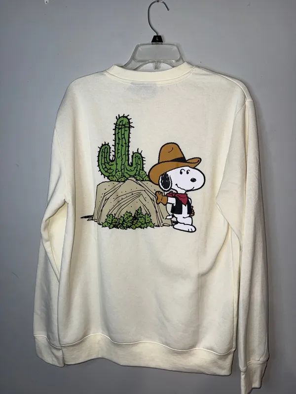 Peanuts Cream Crewneck with Snoopy Cowboy Graphic - Image 3