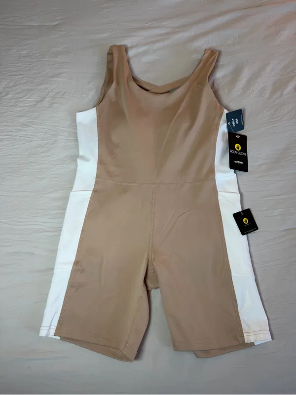 Body Glove‎ Nude and White Colorblock Performance Romper - Image 3