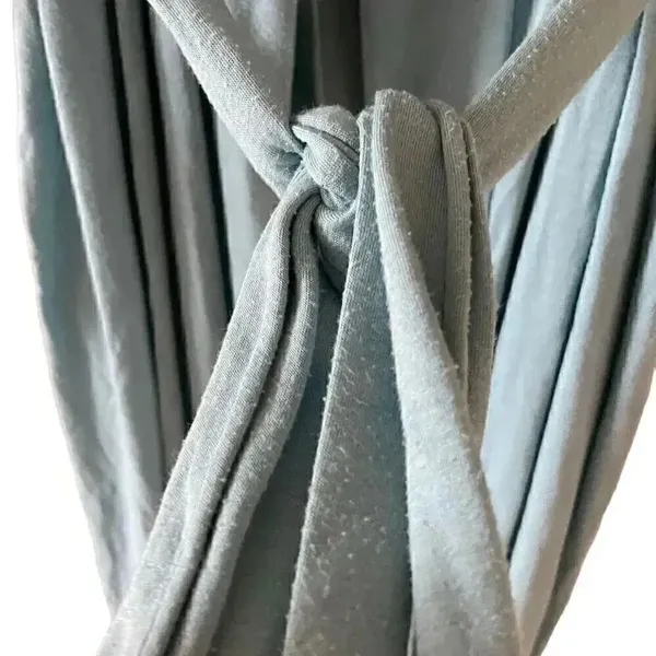 Națori Light Blue Soft Casual Loungewear Women’s Robe Tie Pockets SZ S # 1756 - Image 2