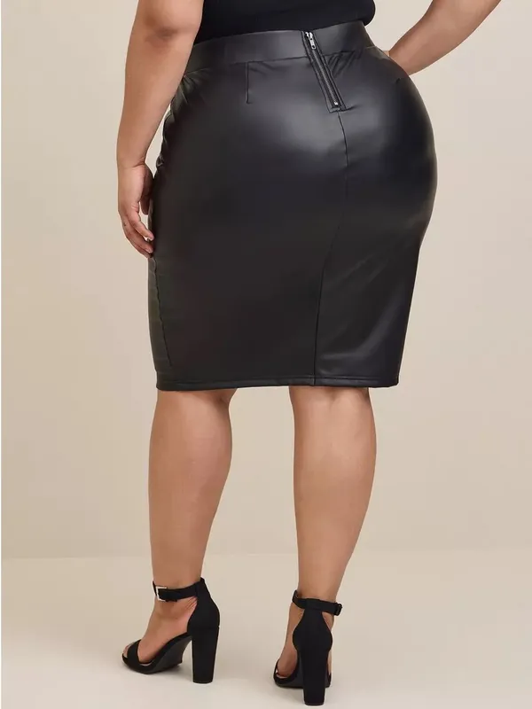 Torrid M-L Size 10 Black Faux Leather High Waist Pencil Skirt NWT 00 NEW - Image 5